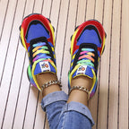 Women's Orthopedic Rainbow Chunky Sneakers Colorful Lace-Up Arch Support Casual Everyday Shoes – Marley - Lolly 