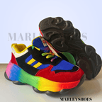 Women's Orthopedic Rainbow Chunky Sneakers Colorful Lace-Up Arch Support Casual Everyday Shoes – Marley - Lolly 