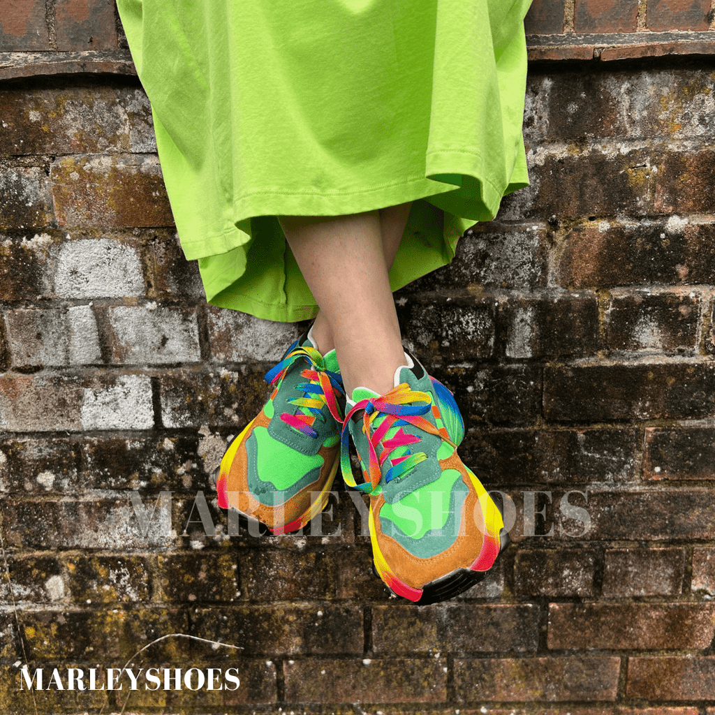 Women's Orthopedic Rainbow Chunky Sneakers Colorful Lace-Up Arch Support Casual Everyday Shoes – Marley - Lolly 