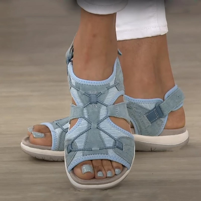 Women's Orthopedic Sandals Adjustable Strap Open Toe Cushioned Sole Comfortable Summer Walking - Lolly 