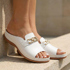 Women's Orthopedic Slip-On Sandals Buckle Detail Block Heel Casual Summer – Kylie - Lolly 