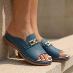 Women's Orthopedic Slip-On Sandals Buckle Detail Block Heel Casual Summer – Kylie - Lolly 