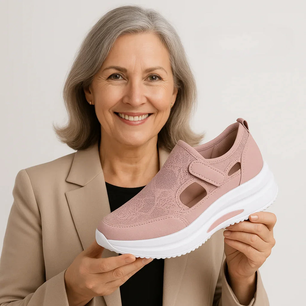 Women's Orthopedic Slip-On Walking Shoes Velcro Breathable Arch Support Casual Everyday Comfort Shoes - Lolly 