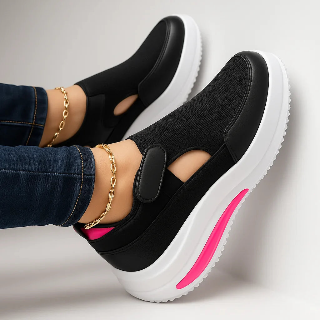 Women's Orthopedic Slip-On Walking Shoes Velcro Breathable Arch Support Casual Everyday Comfort Shoes - Lolly 