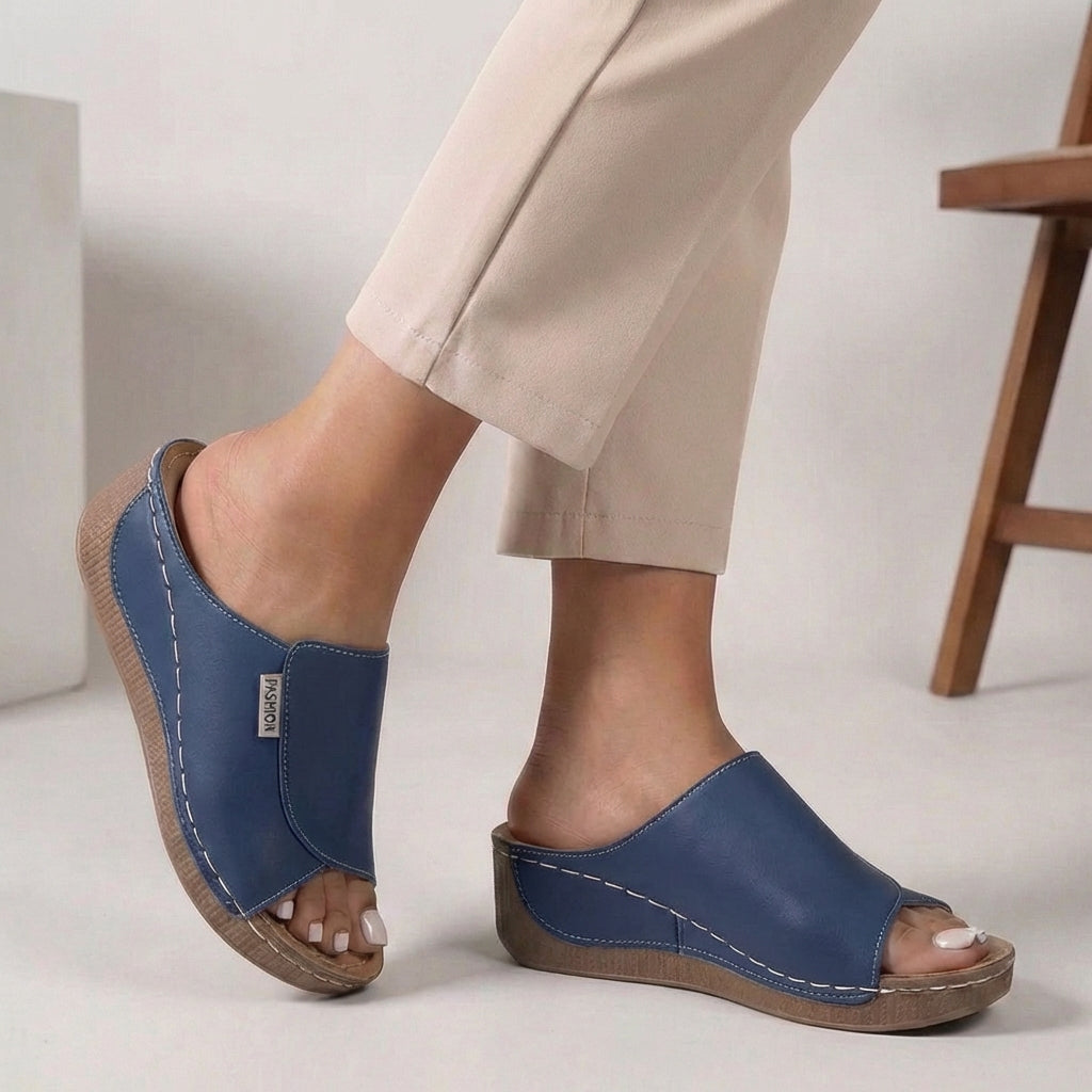 Women's Orthopedic Slip-On Wedge Comfort Slippers Open Toe Casual Summer – Madison - Lolly 