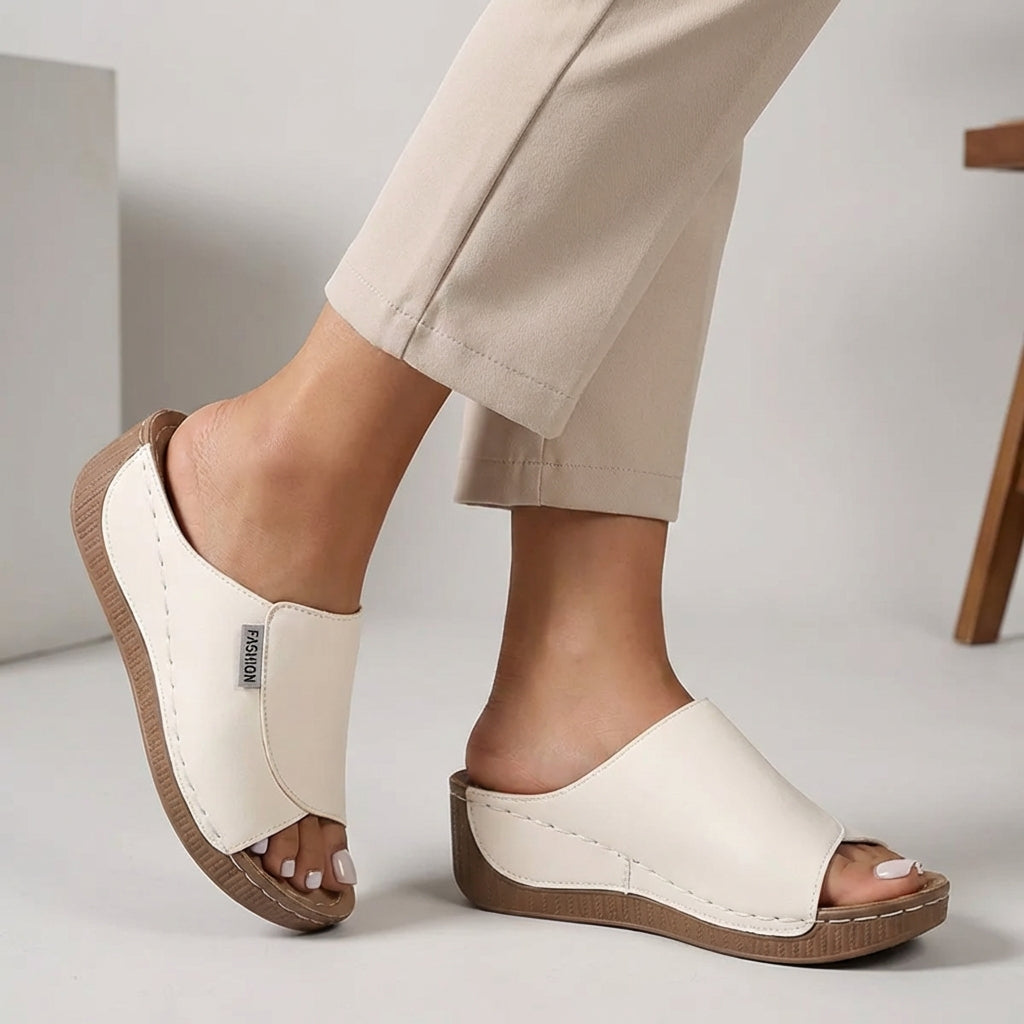 Women's Orthopedic Slip-On Wedge Comfort Slippers Open Toe Casual Summer – Madison - Lolly 