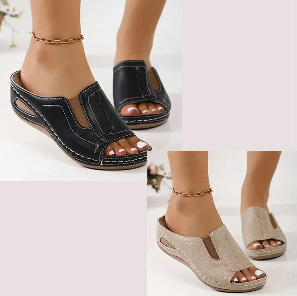 Women's Orthopedic Slip-On Wedge Slide Sandals Open Toe Arch Support Casual Summer Shoes – Camilla - Lolly 
