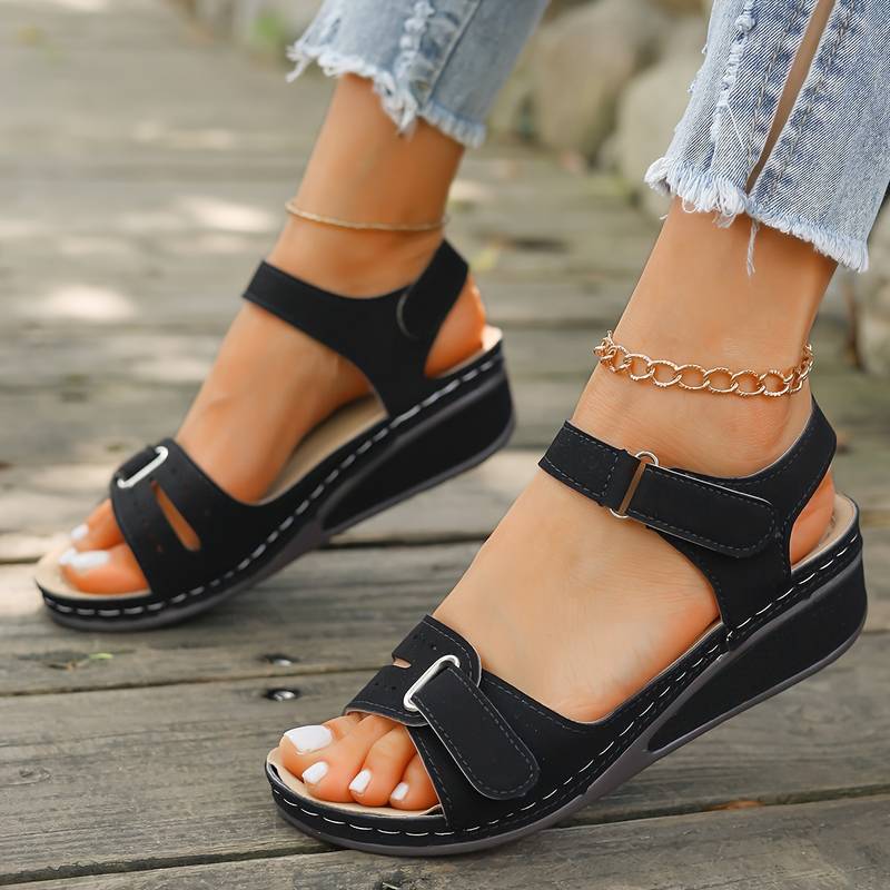 Women's Orthopedic Wedge Sandals Adjustable Strap Open Toe Arch Support Casual Summer Shoes – Alfreda - Lolly 