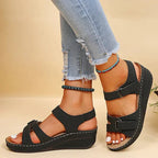 Women's Orthopedic Wedge Sandals Adjustable Strap Open Toe Arch Support Casual Summer Shoes – Alfreda - Lolly 