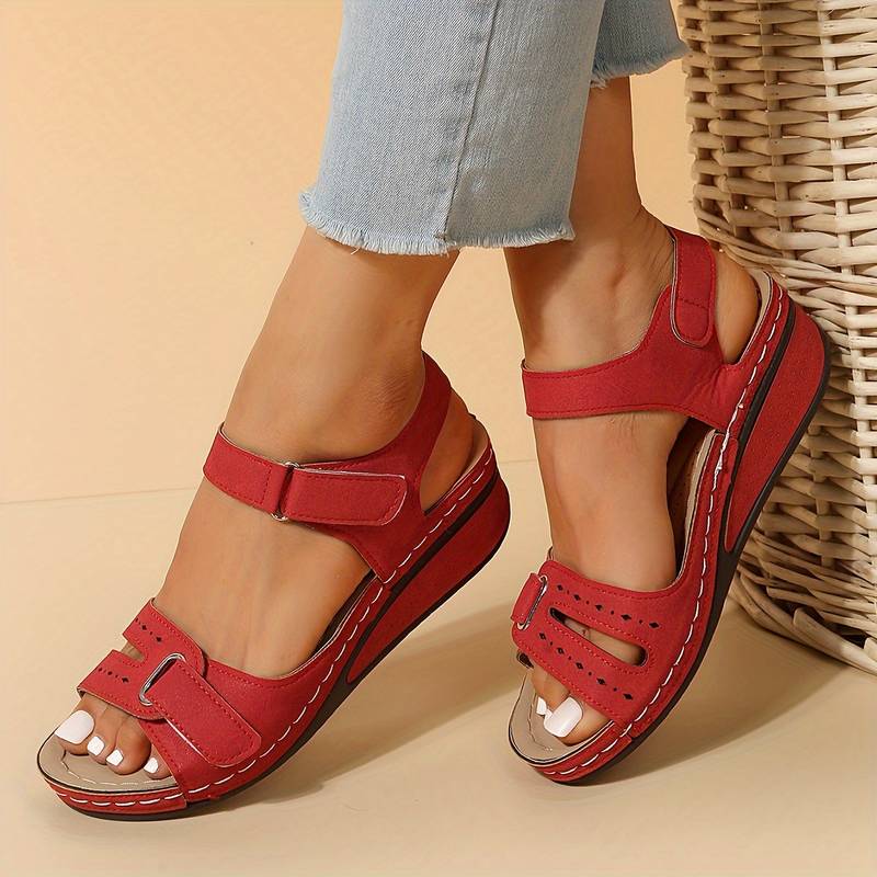 Women's Orthopedic Wedge Sandals Adjustable Strap Open Toe Arch Support Casual Summer Shoes – Alfreda - Lolly 