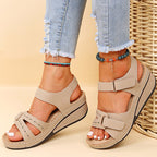 Women's Orthopedic Wedge Sandals Adjustable Strap Open Toe Arch Support Casual Summer Shoes – Alfreda - Lolly 