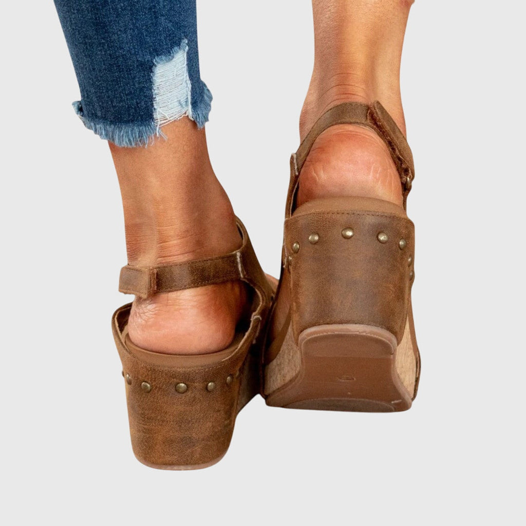 Women's Orthopedic Wedge Sandals Cushioned Insole Adjustable Buckle All-Day Comfort – Adela - Lolly 