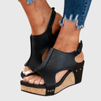 Women's Orthopedic Wedge Sandals Cushioned Insole Adjustable Buckle All-Day Comfort – Adela - Lolly 