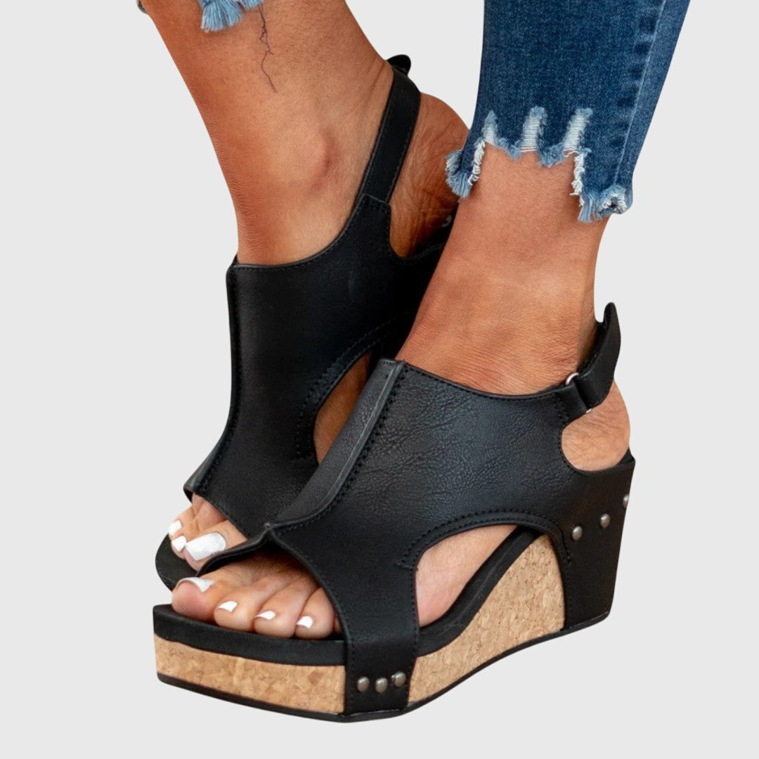 Women's Orthopedic Wedge Sandals Cushioned Insole Adjustable Buckle All-Day Comfort – Adela - Lolly 