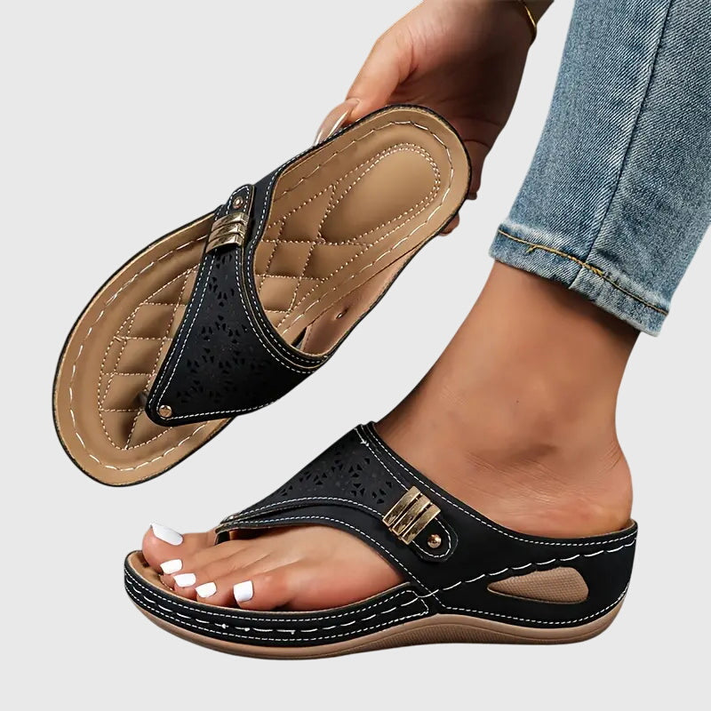Women's Orthopedic Wedge Sandals Ergonomic Arch Support Shock-Absorbing Slip-On – Kaylie - Lolly 
