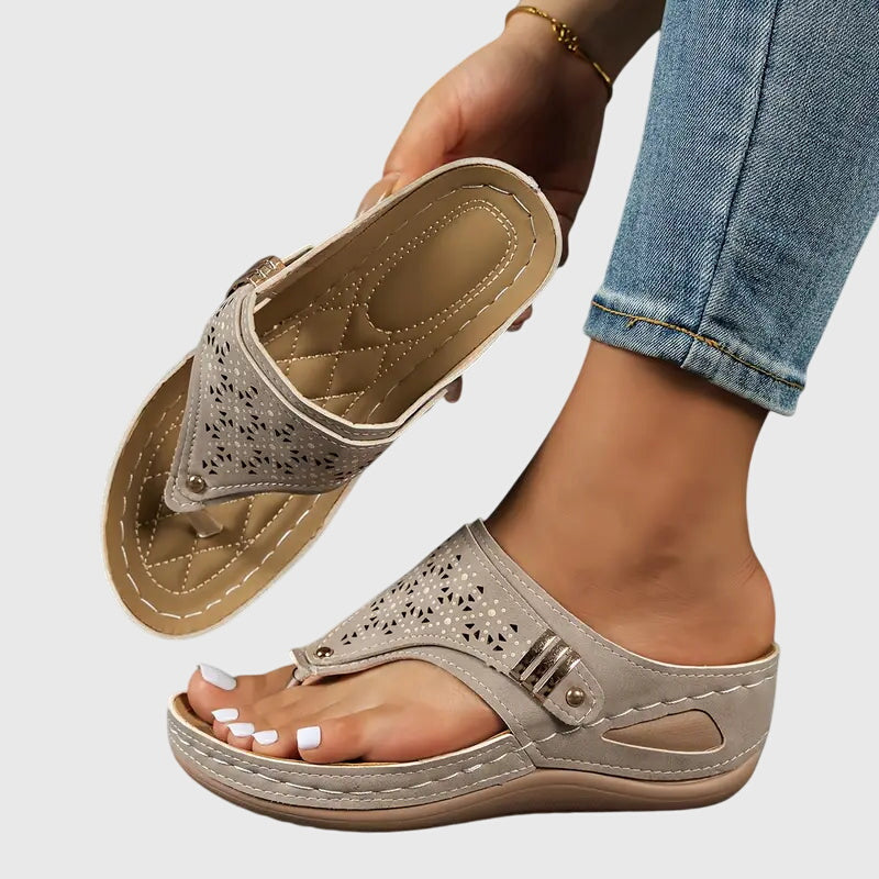 Women's Orthopedic Wedge Sandals Ergonomic Arch Support Shock-Absorbing Slip-On – Kaylie - Lolly 