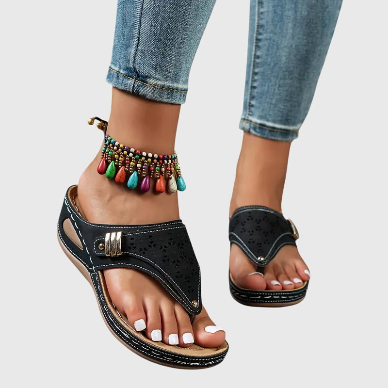 Women's Orthopedic Wedge Sandals Ergonomic Arch Support Shock-Absorbing Slip-On – Kaylie - Lolly 