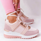 Women's Orthopedic Wedge Sneakers Lace-Up Breathable Mesh Platform Casual Everyday Shoes – Marley - Lolly 