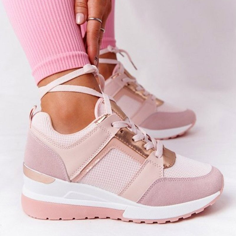 Women's Orthopedic Wedge Sneakers Lace-Up Breathable Mesh Platform Casual Everyday Shoes – Marley - Lolly 