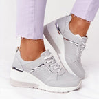 Women's Orthopedic Wedge Sneakers Lace-Up Breathable Mesh Platform Casual Everyday Shoes – Marley - Lolly 