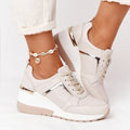 Women's Orthopedic Wedge Sneakers Lace-Up Breathable Mesh Platform Casual Everyday Shoes – Marley - Lolly 