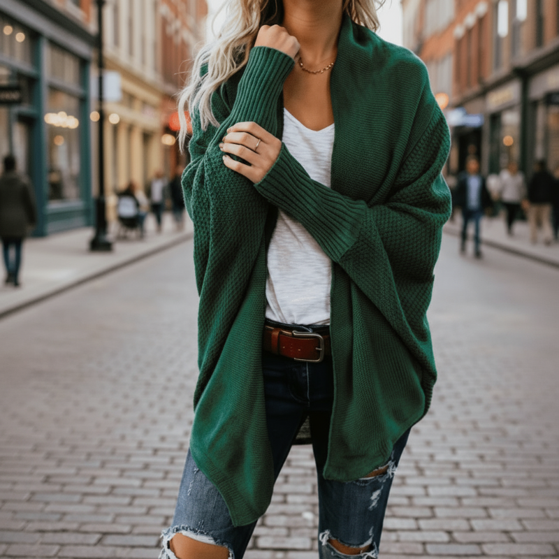 Women's Oversized Batwing Knitted Cardigan Open Front Boho Casual Everyday Sweater Outerwear – Mult - Lolly 