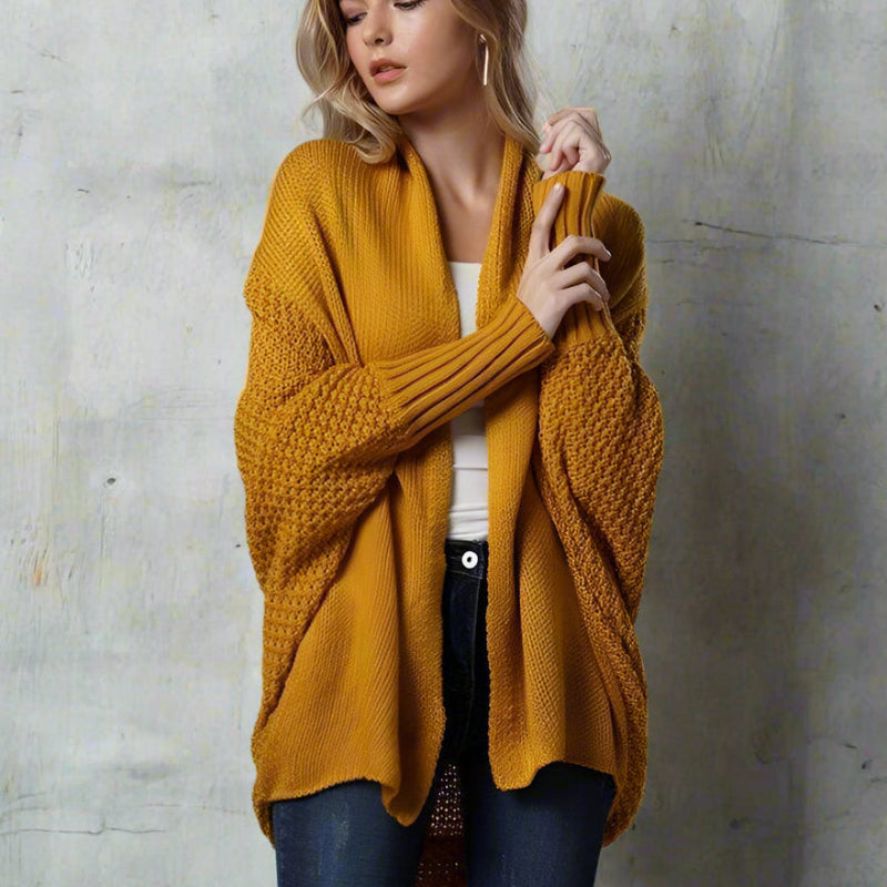 Women's Oversized Batwing Knitted Cardigan Open Front Boho Casual Everyday Sweater Outerwear – Mult - Lolly 