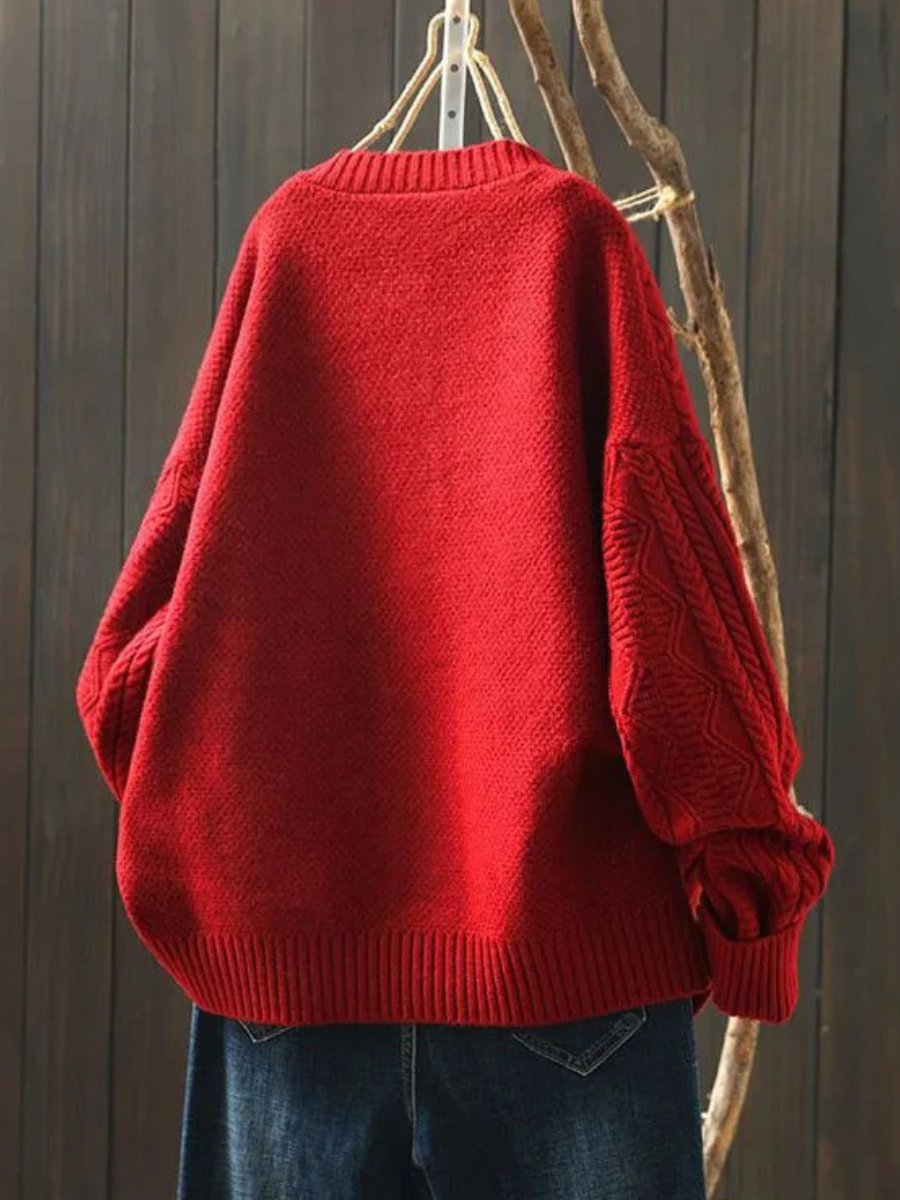 Women's Oversized Cable-Knit Cardigan Button-Down Sweater Cozy Fall Winter Layering - Lolly 