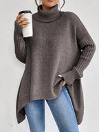 Women's Oversized Cashmere Turtleneck Sweater Loose Warm Soft Knit Casual Winter Cozy – Ella - Lolly 