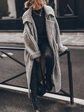 Women's Oversized Chunky Knit Longline Cardigan Drop Shoulder Lapel Winter Layering - Lolly 