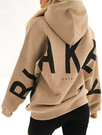 Women's Oversized Graphic Letter Hoodie Casual Streetwear Everyday Cozy Loose Fit Pullover Sweatshirt – Blue Grey - Lolly 