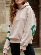 Women's Oversized Graphic Letter Hoodie Casual Streetwear Everyday Cozy Loose Fit Pullover Sweatshirt – Blue Grey - Lolly 