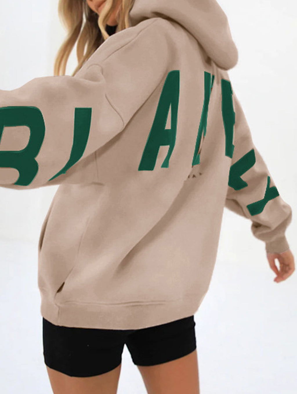Women's Oversized Graphic Letter Hoodie Casual Streetwear Everyday Cozy Loose Fit Pullover Sweatshirt – Blue Grey - Lolly 