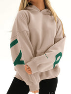 Women's Oversized Graphic Letter Hoodie Casual Streetwear Everyday Cozy Loose Fit Pullover Sweatshirt – Blue Grey - Lolly 