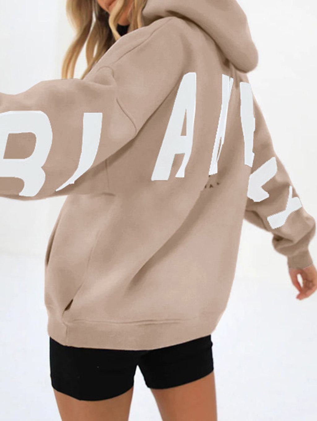 Women's Oversized Graphic Letter Hoodie Casual Streetwear Everyday Cozy Loose Fit Pullover Sweatshirt – Blue Grey - Lolly 