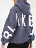 Women's Oversized Graphic Letter Hoodie Casual Streetwear Everyday Cozy Loose Fit Pullover Sweatshirt – Blue Grey - Lolly 
