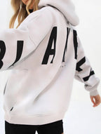 Women's Oversized Graphic Letter Hoodie Casual Streetwear Everyday Cozy Loose Fit Pullover Sweatshirt – Blue Grey - Lolly 