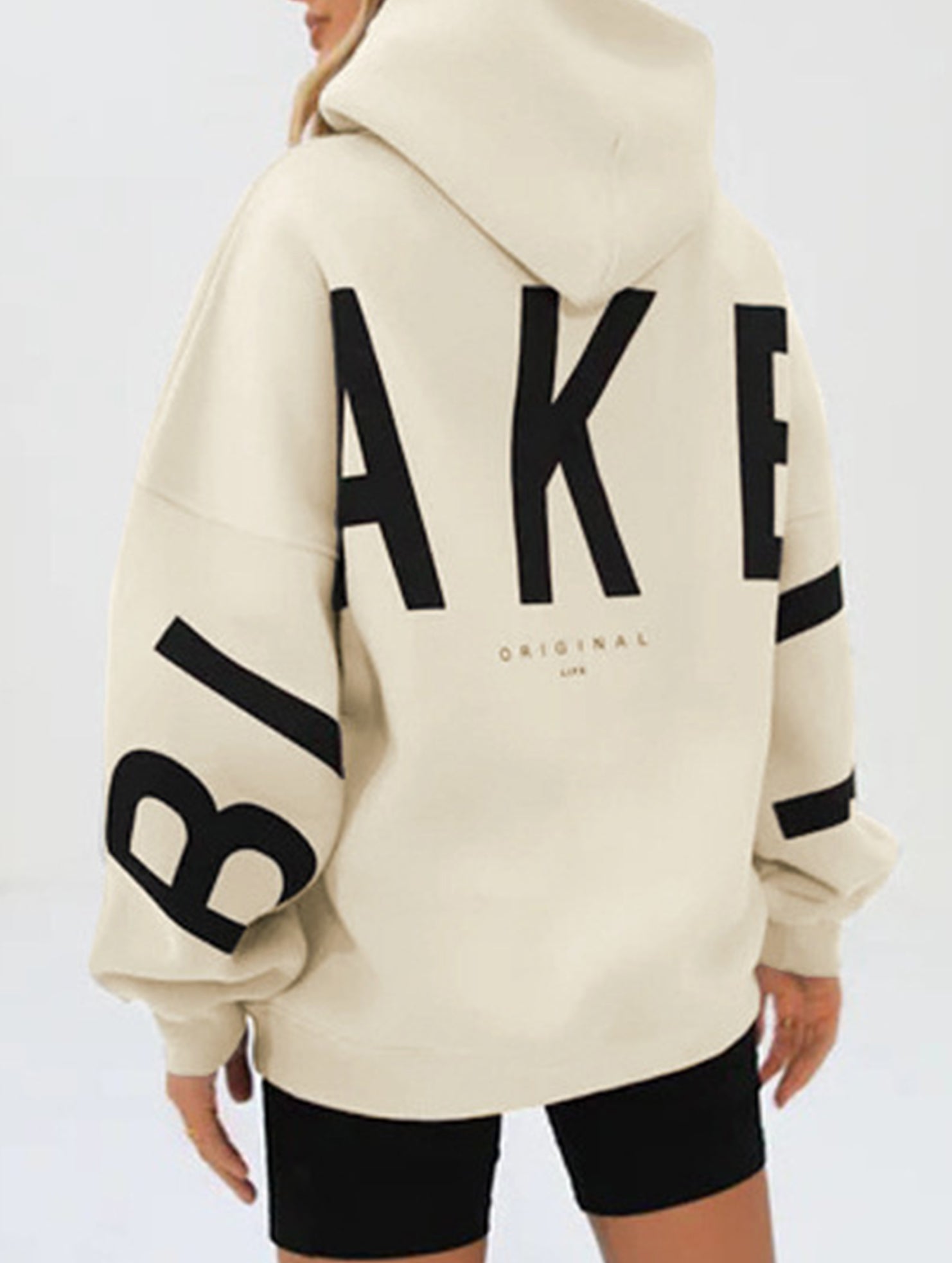 Women's Oversized Graphic Letter Hoodie Casual Streetwear Everyday Cozy Loose Fit Pullover Sweatshirt – Blue Grey - Lolly 