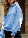 Women's Oversized Graphic Letter Hoodie Casual Streetwear Everyday Cozy Loose Fit Pullover Sweatshirt – Blue Grey - Lolly 
