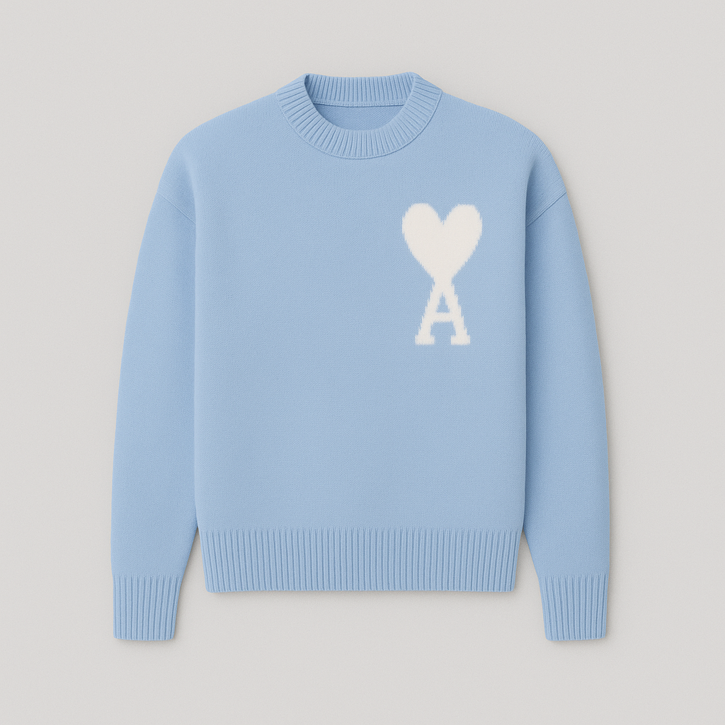 Women's Oversized Heart Ace Logo Knit Sweater Casual Everyday Cozy Streetwear Smart Casual Gift – Anely Cream Black Green - Lolly 