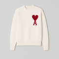 Women's Oversized Heart Ace Logo Knit Sweater Casual Everyday Cozy Streetwear Smart Casual Gift – Anely Cream Black Green - Lolly 