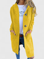 Women's Oversized Hooded Cardigan Long Knit Button-Front Cozy Casual Winter - Lolly 