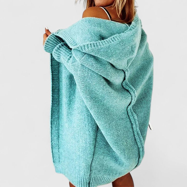 Women's Oversized Hooded Cardigan Long Knit Open Front Cozy Casual Winter - Lolly 
