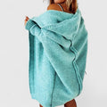 Women's Oversized Hooded Cardigan Long Knit Open Front Cozy Casual Winter - Lolly 