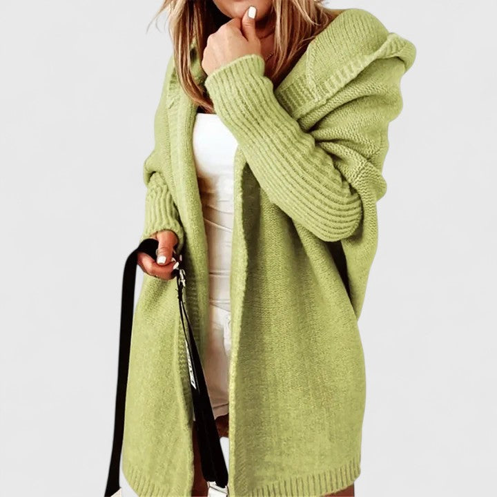 Women's Oversized Hooded Cardigan Long Knit Open Front Cozy Casual Winter - Lolly 