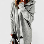 Women's Oversized Hooded Cardigan Long Knit Open Front Cozy Casual Winter - Lolly 