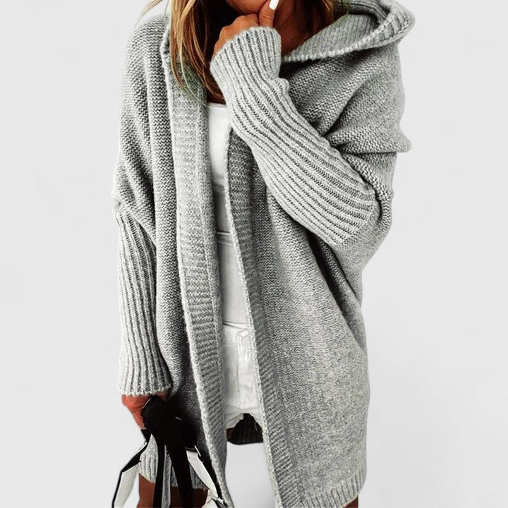Women's Oversized Hooded Cardigan Long Knit Open Front Cozy Casual Winter - Lolly 