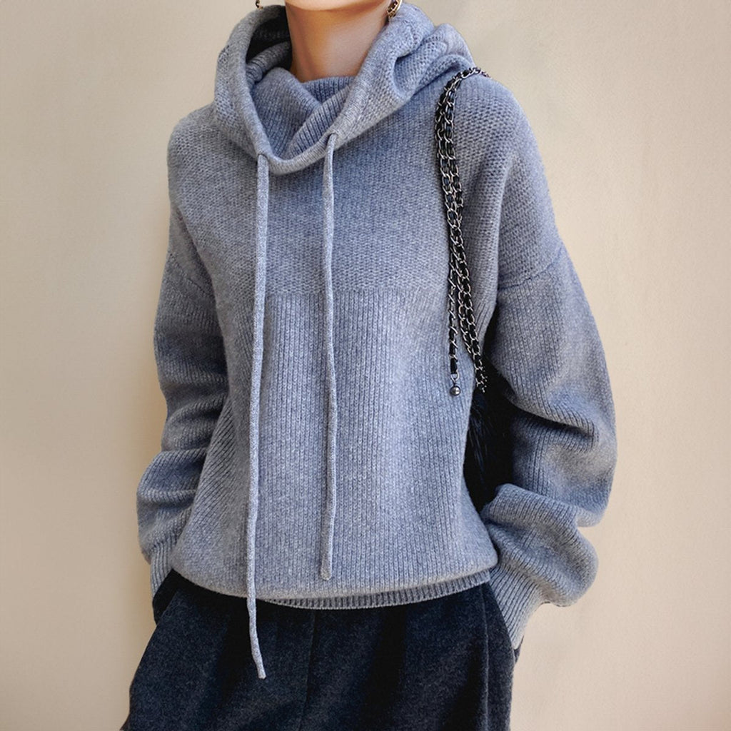 Women's Oversized Hooded Turtleneck Sweater Chunky Knit Pullover Casual Winter - Lolly 