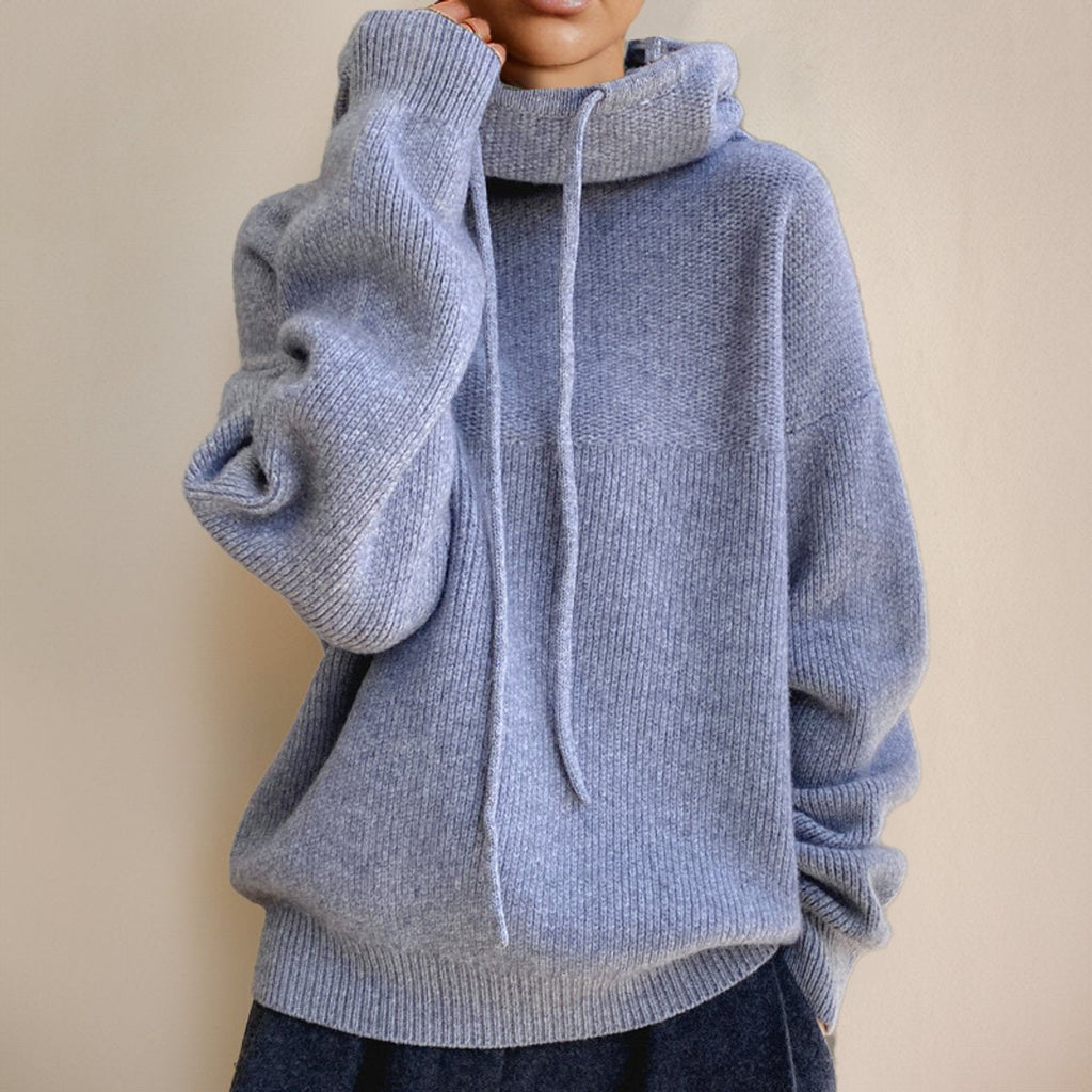 Women's Oversized Hooded Turtleneck Sweater Chunky Knit Pullover Casual Winter - Lolly 