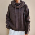 Women's Oversized Hooded Turtleneck Sweater Chunky Knit Pullover Casual Winter - Lolly 